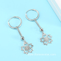 925 Sterling Silver Earrings Long Snowflake Dangle Earrings